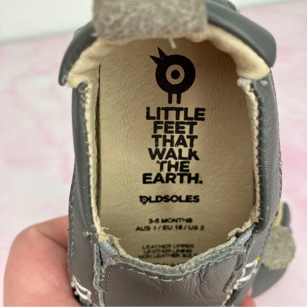 Old Soles Baby boat shoes taupe grey‎ leather loafers shoes 18 EU or 2 infant US